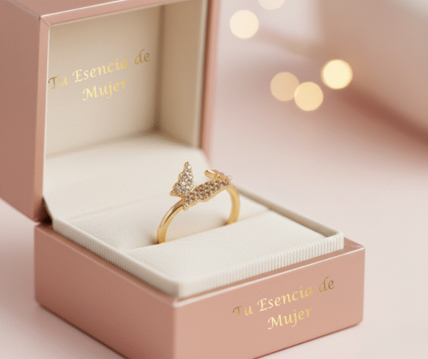 Anillo de maripo con piedras de olivina