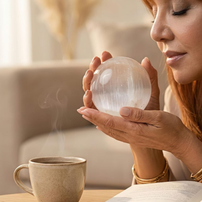 Fundadora del Ritual cinco sosteniendo un ancla del poder para el reseteo biológico