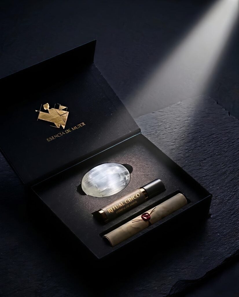 Cofre negro Ritual Cinco de Esencia de Mujer kit de autocuidado femenino premium